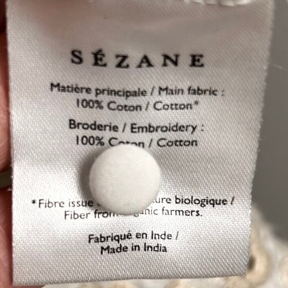 Sezane Top Forta Blouse XXL / Size 12 Sleeveless Ruffle Blouse Eyelet Cotton - Picture 11 of 12